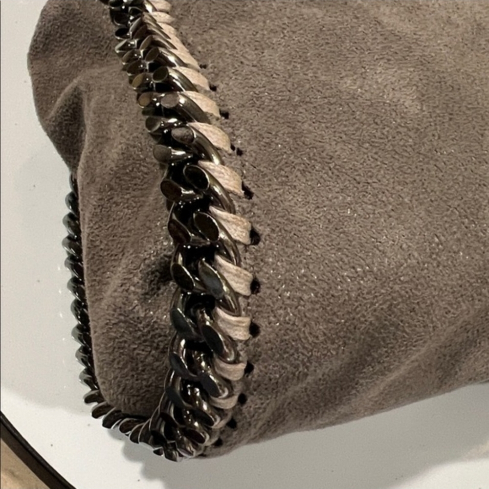 Stella McCartney Falabella Gray Vegan Suede Chain Crossbody Bag - Picture 11 of 14